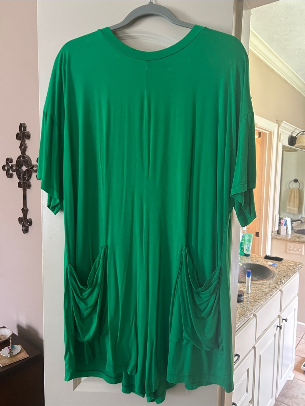 BUCKETLIST Green Short Sleeve Romper with Front Pockets